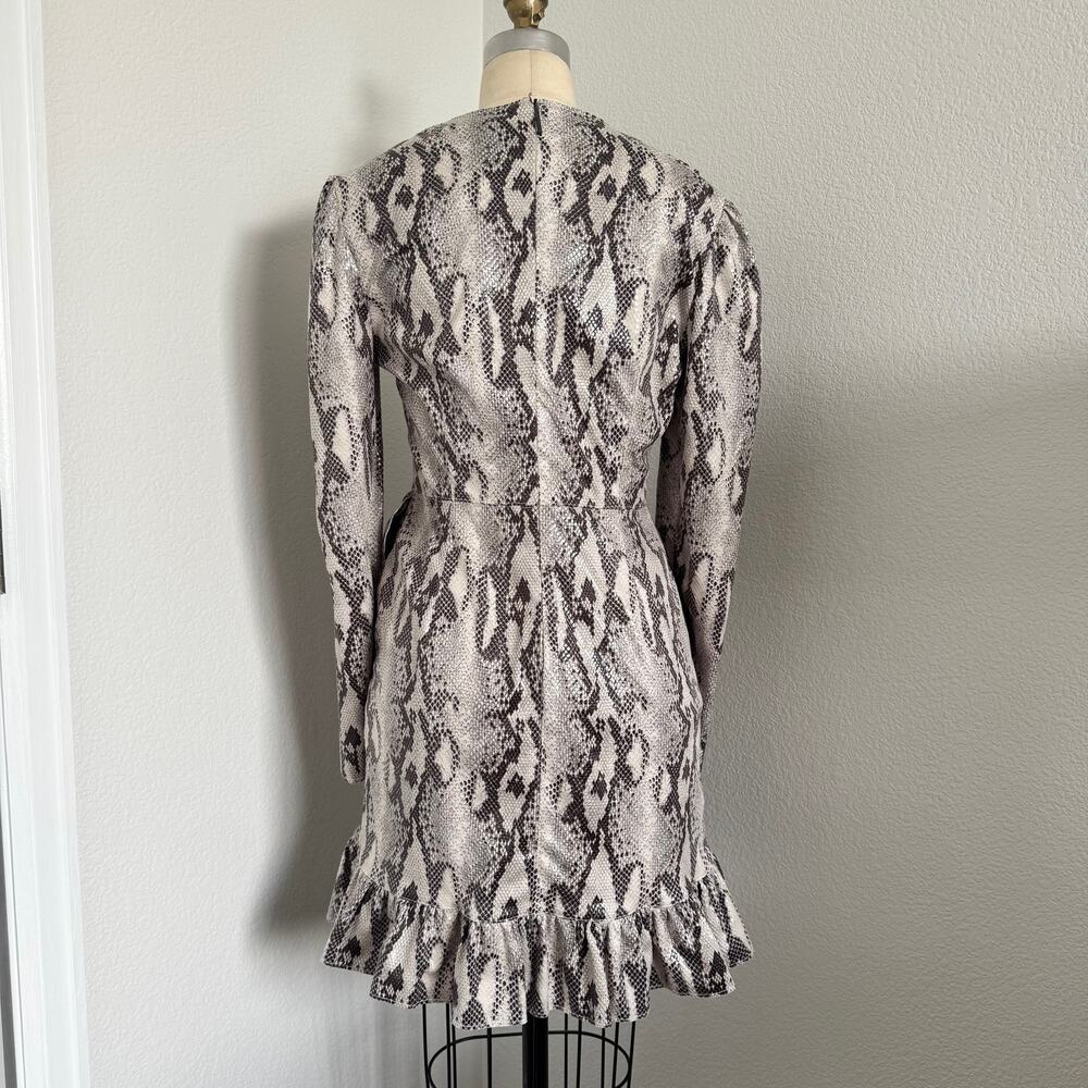 MSGM | NWT Snake Print Long Sleeve Dress w/ Ruffles Size 42 (iItalian)/Medium - Picture 3 of 10